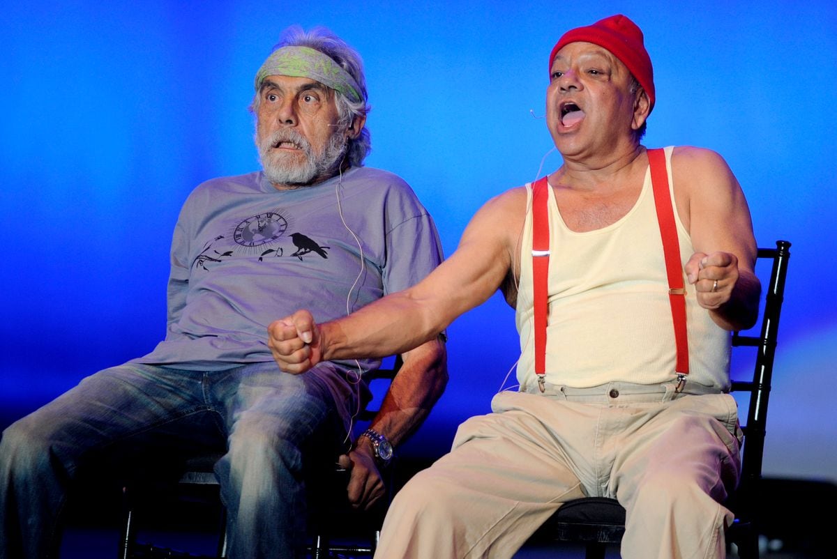 Tommy Chong and Cheech Marin perform during Wild 94.9's Comedy Jam at Shoreline Amphitheatre on August 22, 2009 