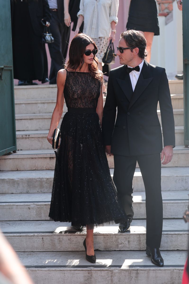 Kaia Gerber and Lewis Pullman make their relationship official on the 2025 Venice Film Festival red carpet.