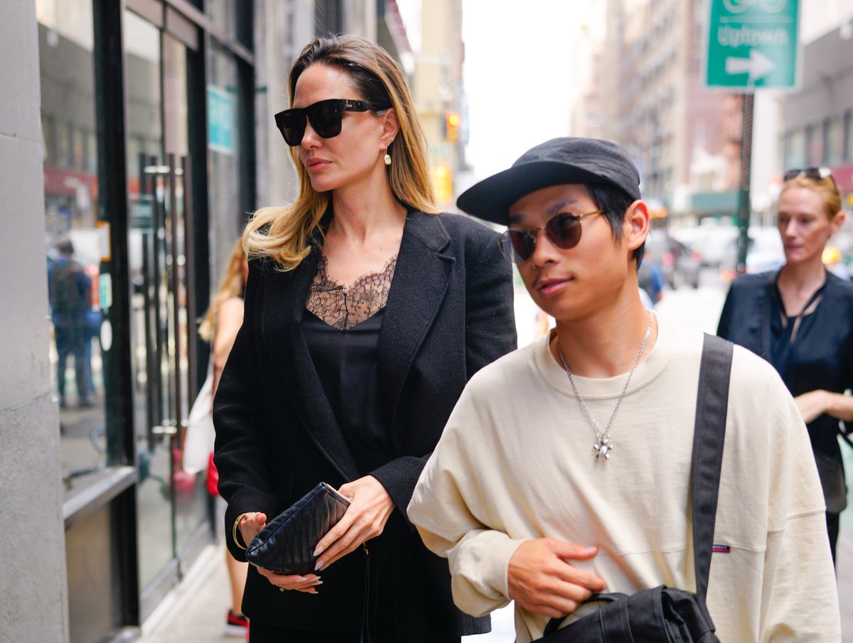 Angelina Jolie and Pax Jolie-Pitt are seen on August 16, 2023 in New York City. 