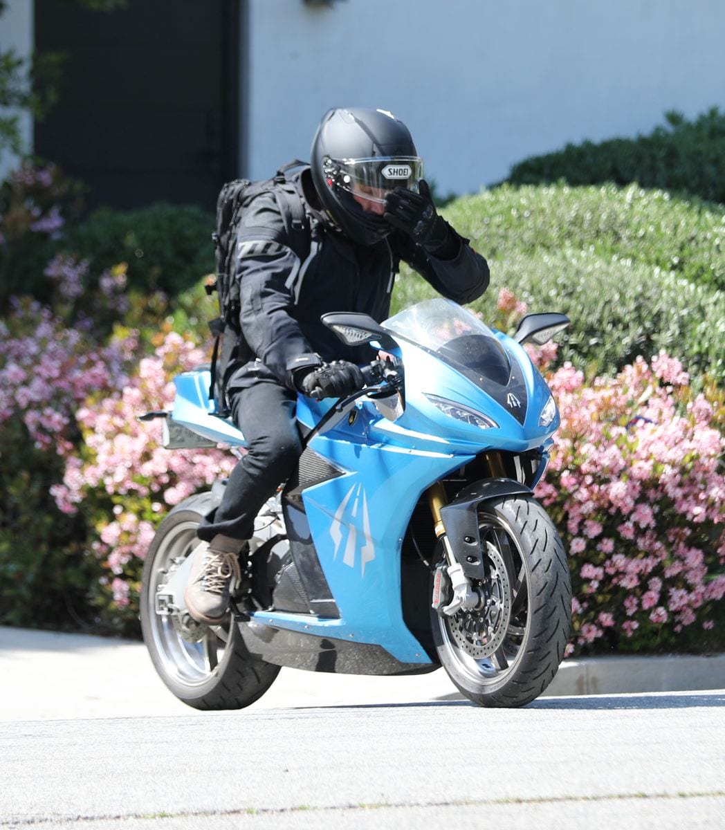 Ben Affleck was seen riding his new Lighting Strike electric motorcycle in Brentwood. 