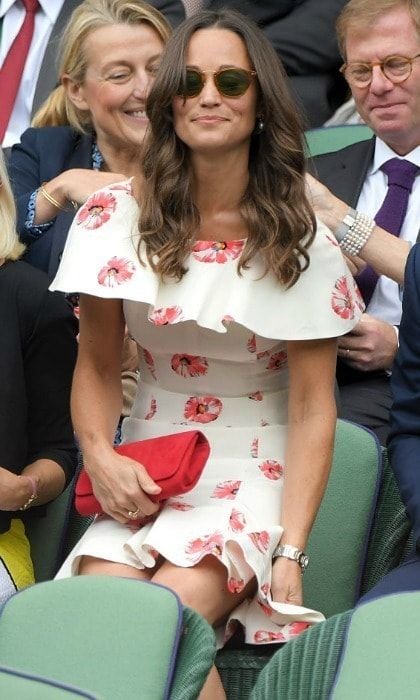 Kate's younger sister stepped out in a floral printed dress that she accessorized with a red clutch and tortoise sunglasses.
<br>
Photo: Karwai Tang/WireImage