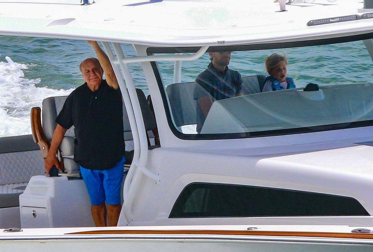Enrique Iglesias spends quality time with daughter Mary and father-in-law Sergei Kournikova on a sunny Miami day.