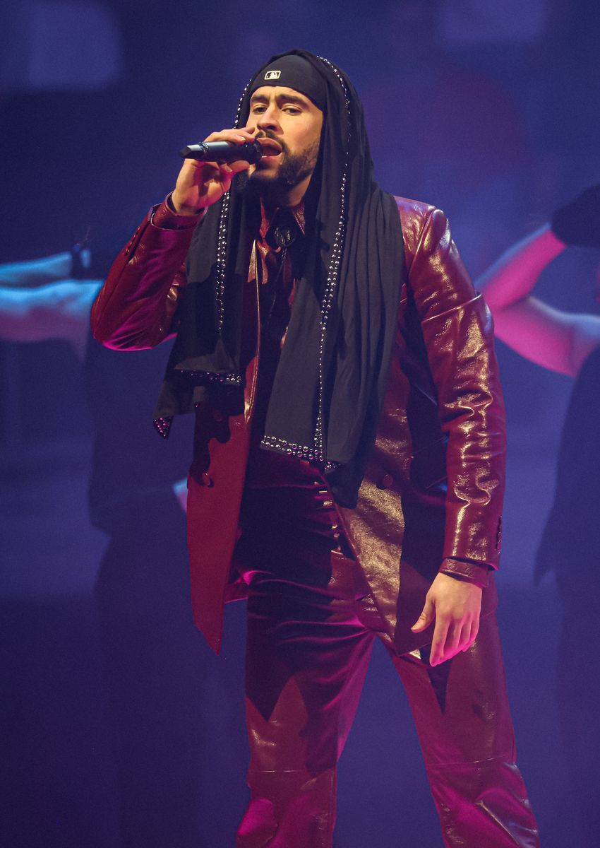  Bad Bunny performs during his Most Wanted Tour at Kaseya Center on May 24, 2024 in Miami, Florida.  (Photo by Alexander Tamargo/WireImage)