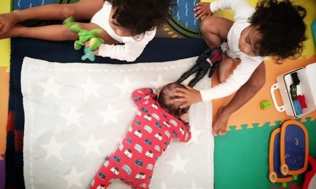 Zoe Saldana broke the news of her newborn son on Instagram by sharing an adorable photo of all three children in what appears to be a playroom. She expressed how "blessed" she feels in the caption, writing: "Marco and I are elated to share the news of the birth of our son Zen. We couldn't feel more blessed with the new addition to our family. #threeboys... oh boy!"
Photo: Instagram/@zoesaldana