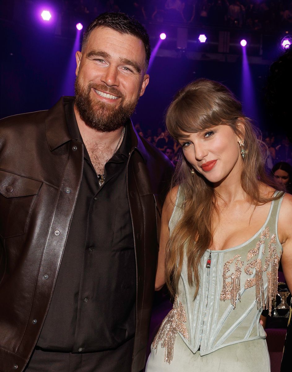 Taylor Swift and Travis Kelce at the 2026 iHeartRadio Music Awards held at Dolby Theatre on March 26, 2026 in Los Angeles, California. (Photo by Christopher Polk/Billboard via Getty Images)