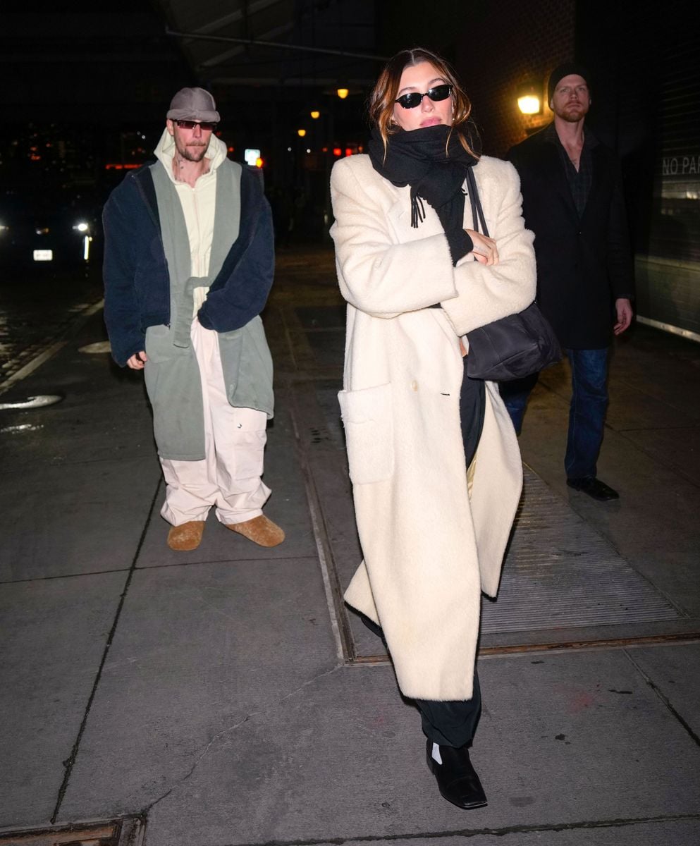 Justin Bieber and Hailey Bieber are seen on February 05, 2025 in New York City.