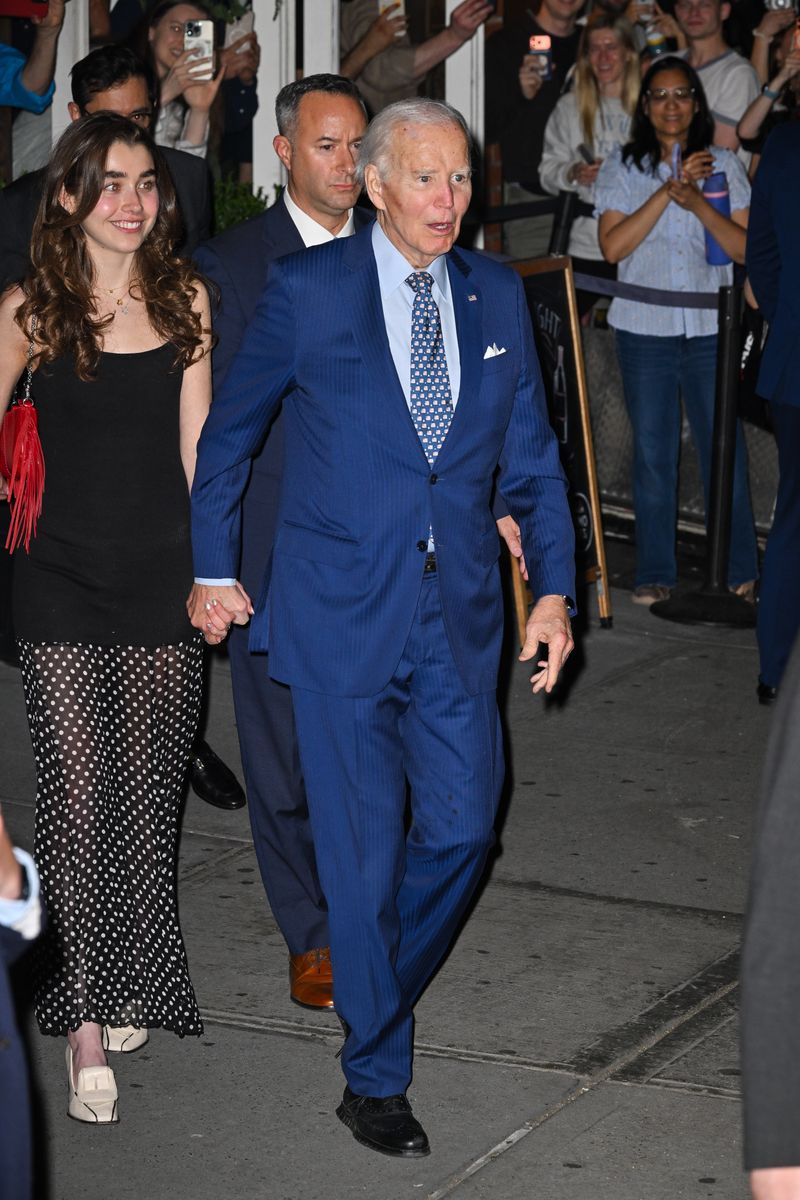 Natalie Biden and Former U.S. President Joe Biden leave Fumo Upper East Side on June 02, 2026 in New York City.
