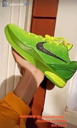 Kobe Bryant sneakers on Gigi Hadid's Instagram