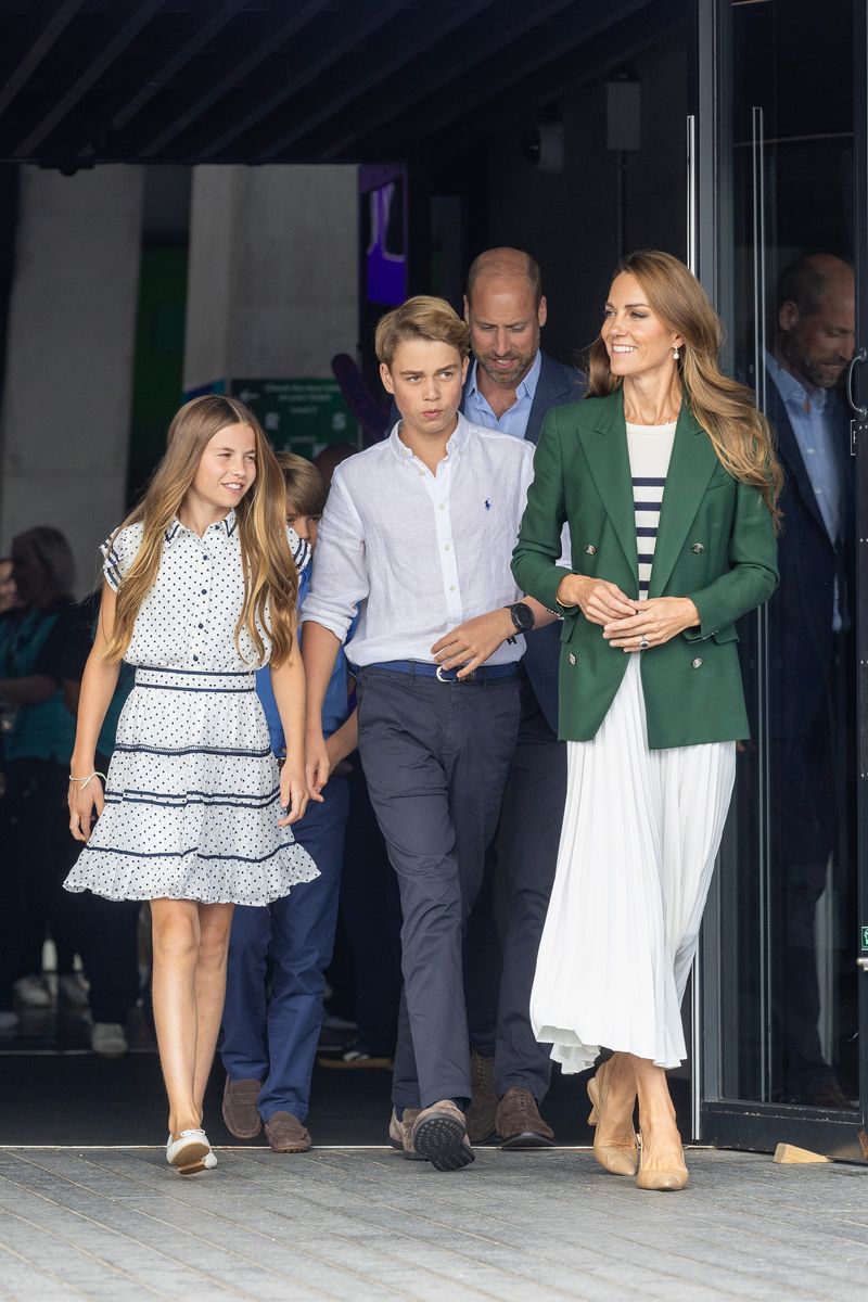 Princess Charlotte coordinated with mom Kate Middleton as the mother-daughter duo embraced polished summer style in Glasgow.