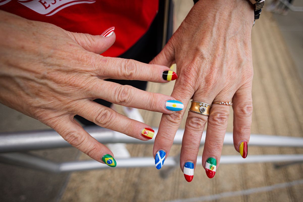 A view of the hands of a fan before the FIFA World Cup 2026 Group G match between Belgium and Egypt at Seattle Stadium.