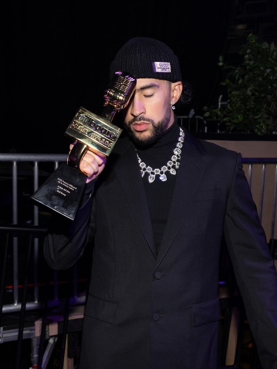 Bad Bunny at the Billboard Latin Music Awards 2023 held at Watsco Center on October 5, 2023 in Coral Gables, Florida. (Photo by Christopher Polk/Billboard via Getty Images) 