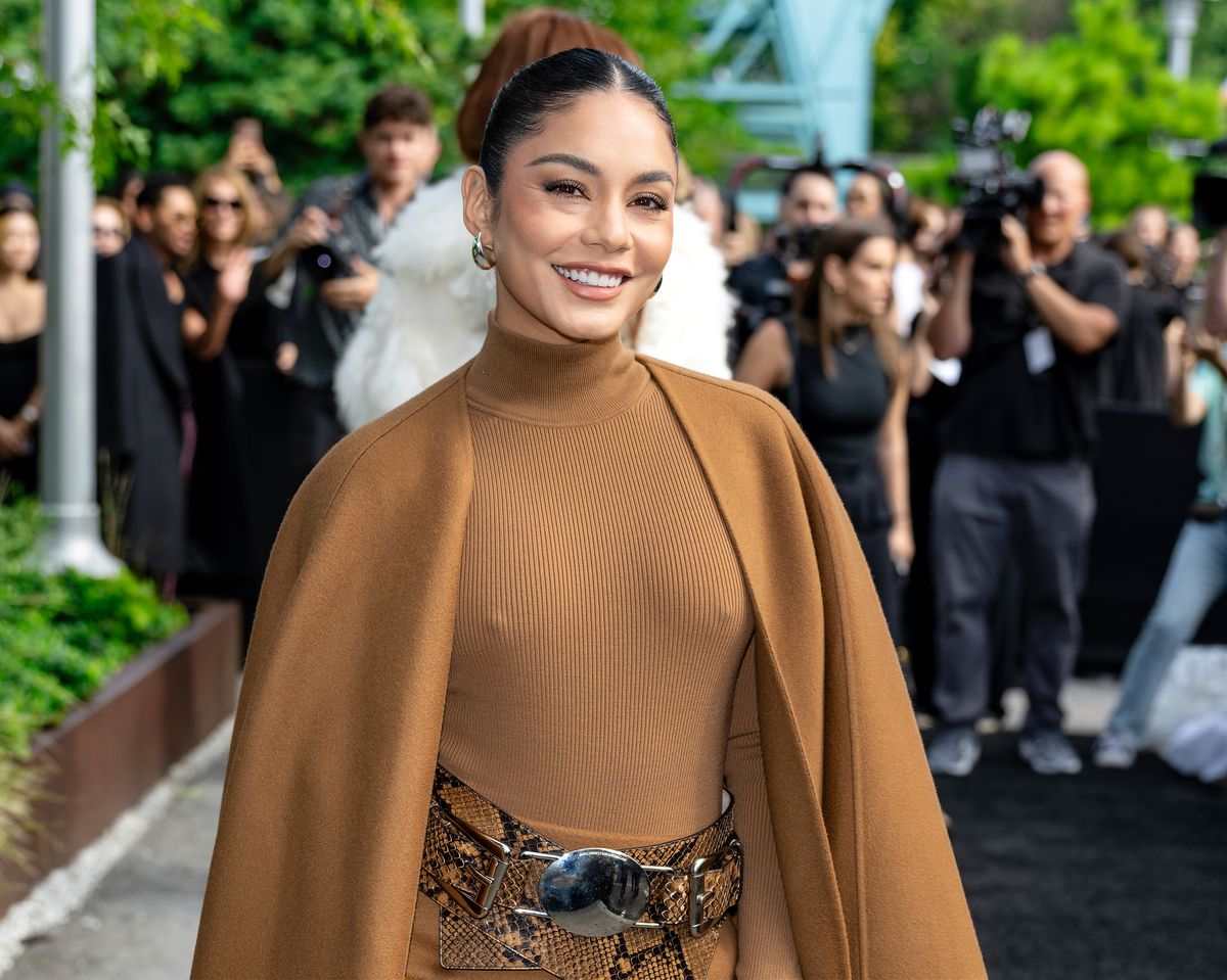 Vanessa Hudgens is seen arriving to the Michael Kors Collection Spring/Summer 2024 Runway 