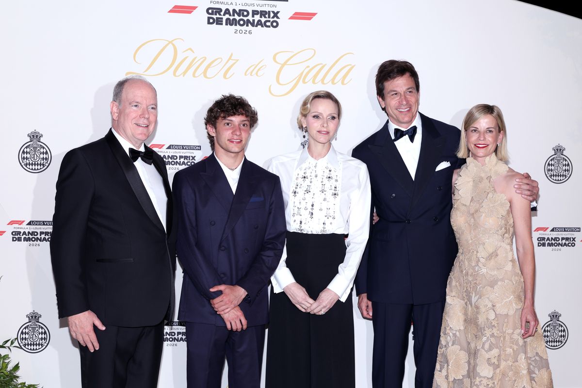 Prince Albert II of Monaco, Race winner Andrea Kimi Antonelli of Italy and Mercedes AMG Petronas F1 Team, Princess Charlene of Monaco, Toto Wolff and Susie Wolff MBE attends the Gala Of the F1 Grand Prix of Monaco