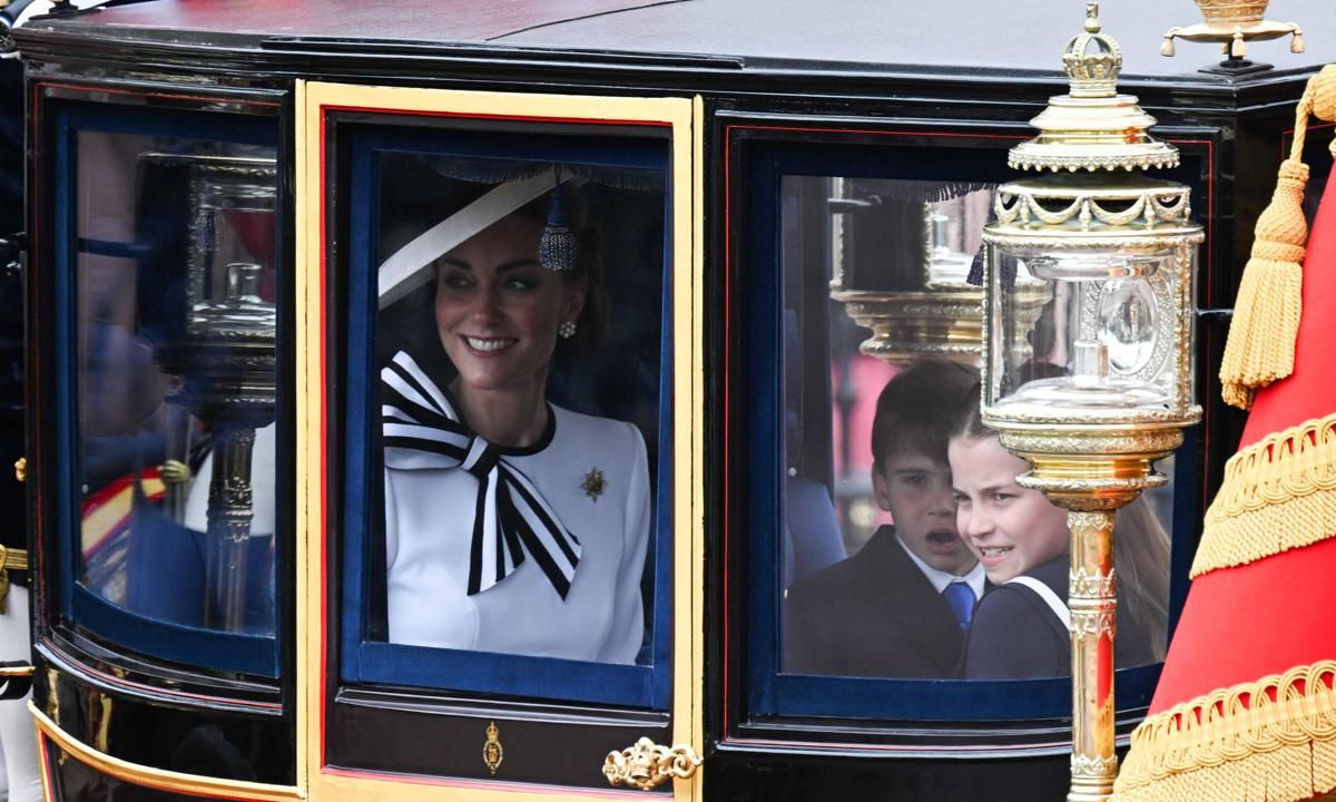The royal mom of three traveled in the Glass Coach with her kids, Prince George, Princess Charlotte and Prince Louis.