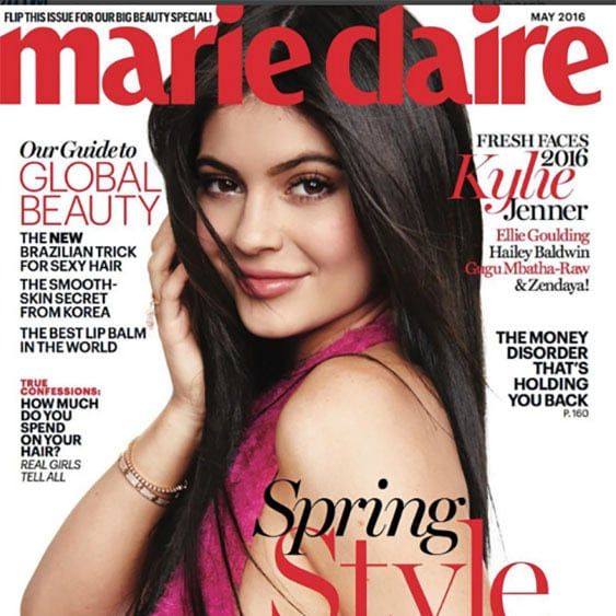 Kylie Jenner on the cover of Marie Claire's fresh faces issue.
<br>
Photo: Instagram/@marieclairemag
