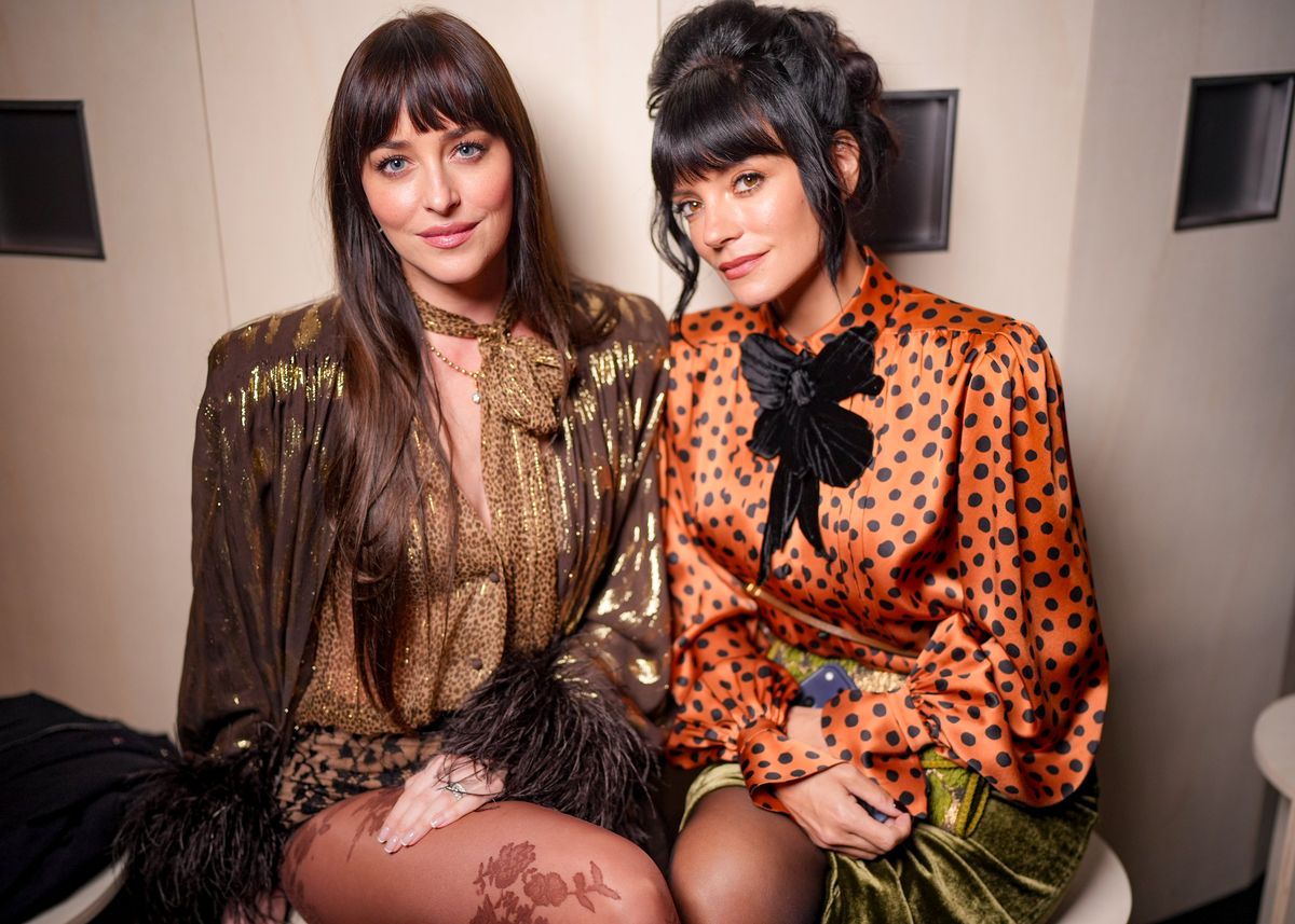 Dakota Johnson and Lily Allen at the Valentino fashion show as part of Haute Couture Spring/Summer 2026 on January 28, 2026 in Paris, France.