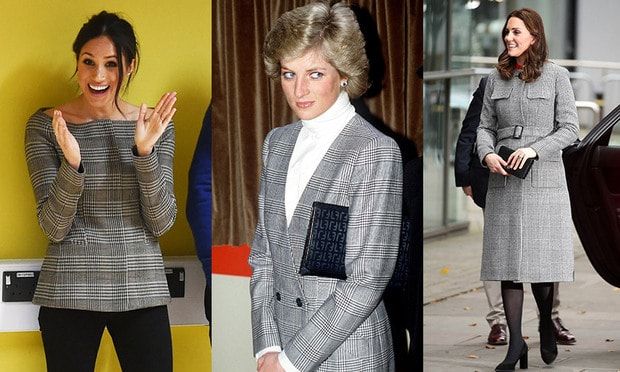 We can't get enough of Prince of Wales check! Prince Harry's bride-to-be ensured that the 2017 trend would still be going strong in 2018 after looking super fashionable in an off-the-shoulder look by Theory, left. Duchess Kate was snapped in a beautiful coat by L.K. Bennett, right, in December 2017. And Princess Diana was tailored perfection in a double-breasted blazer back in 1988.
Keep scrolling to shop some equally chic royal-inspired glen plaid looks!
Photos: Getty Images