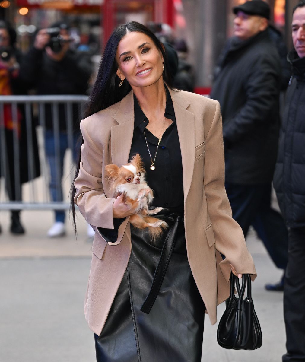 Demi Moore and dog, Pilaf arrive at ABC's "Good Morning America"