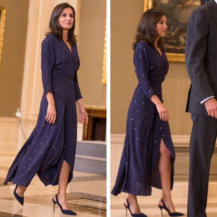 Queen Letizia shows off toned legs as she returns to royal duties in Madrid