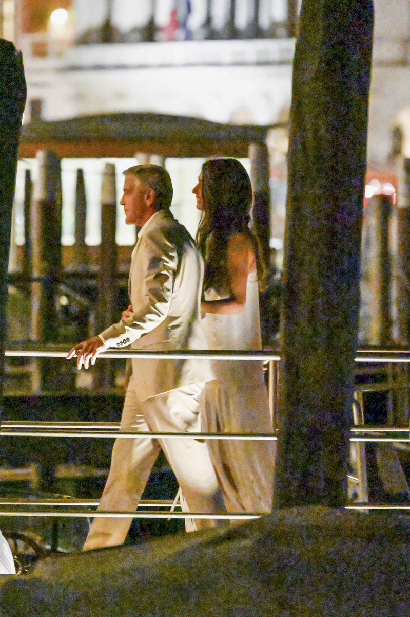 The couple enjoyed dinner at the Aman Venice, where they celebrated their star-studded wedding in 2014.