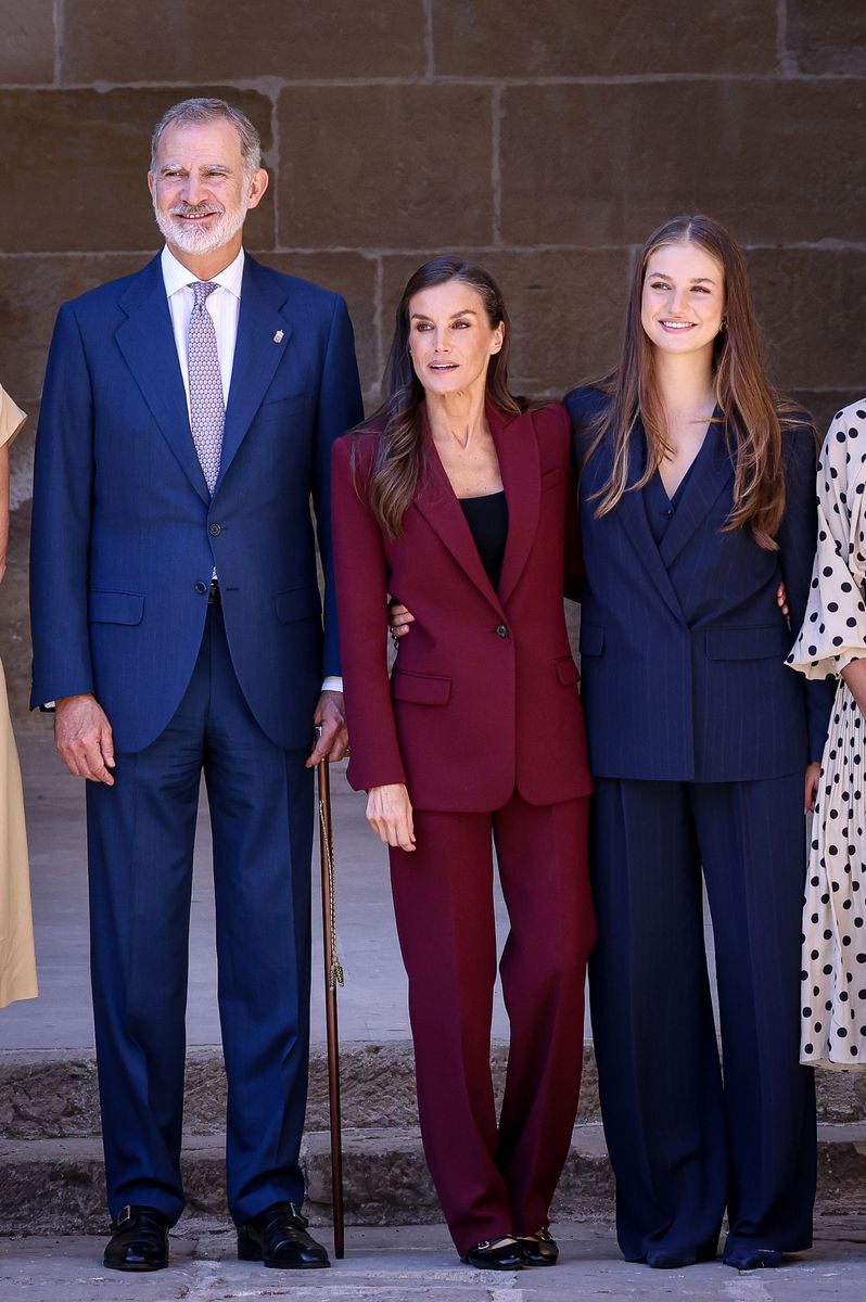 Crown Princess Leonor of Spain, Queen Letizia of Spain and King Felipe VI of Spain visit an exhibition celebrating the 600th anniversary of the title the Princess of Viana 