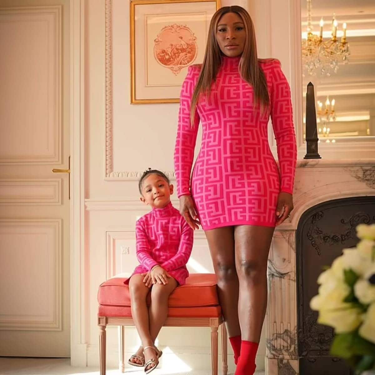 Serena Williams and daughter Olympia wear matching Balmain dresses