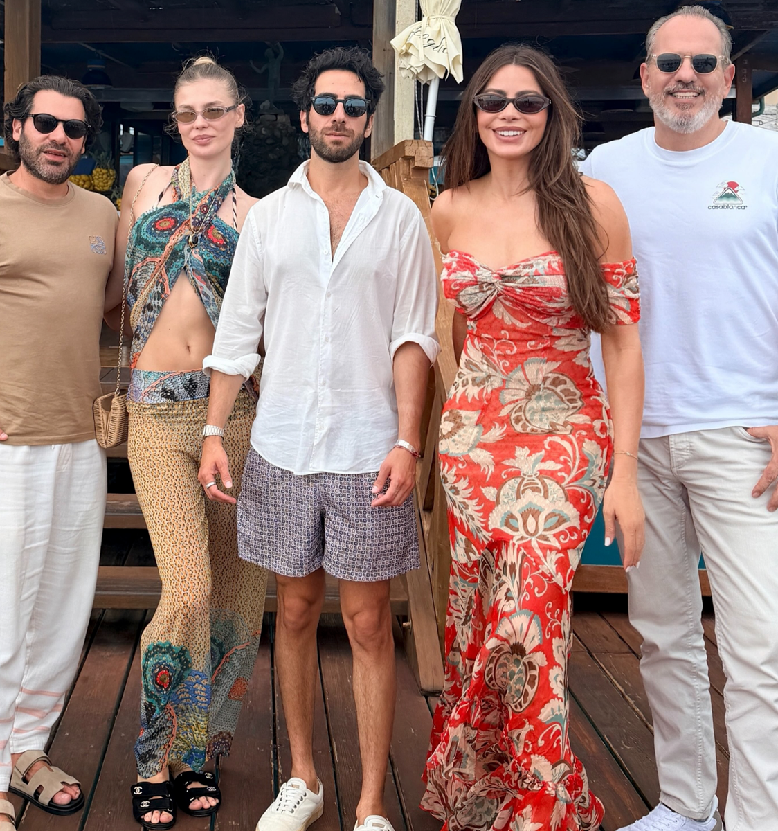 Sofía Vergara kicked off her 54th birthday celebration in Italy wearing a vibrant figure-hugging dress as she soaked up the Mediterranean sunshine.