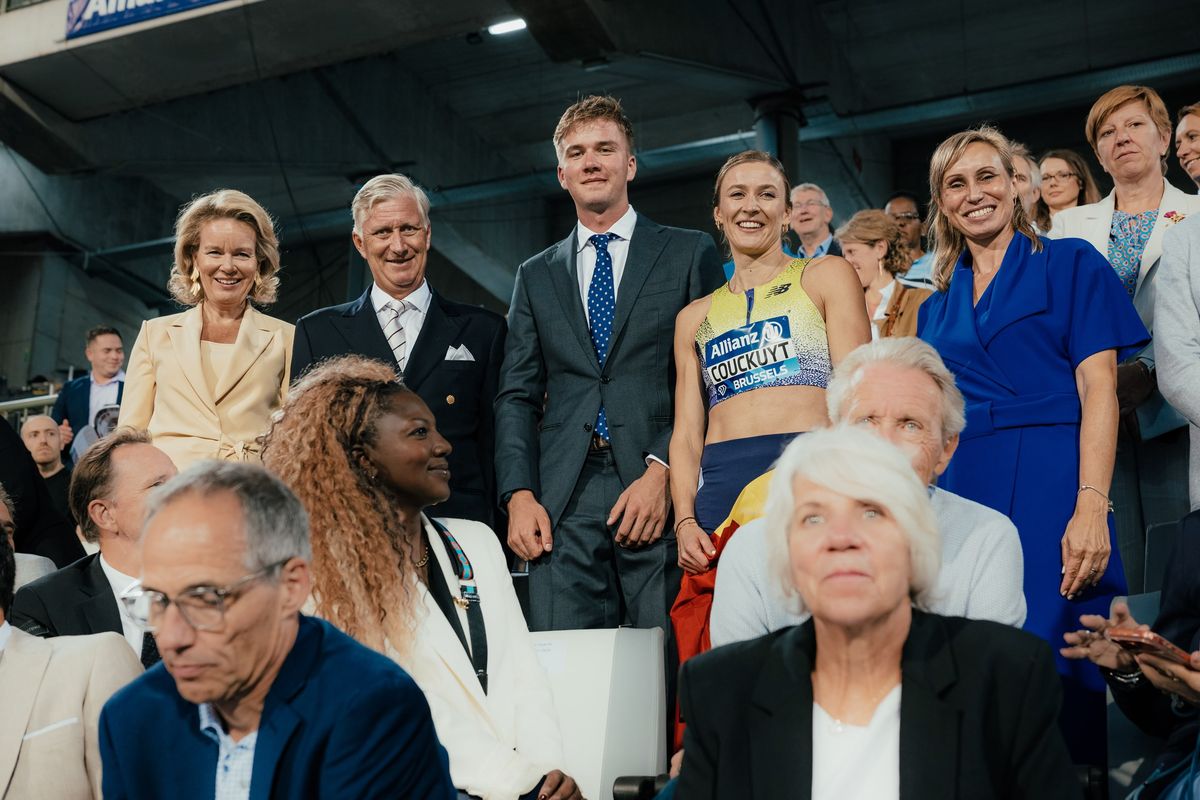 King Philippe, Queen Mathilde and Prince Gabriel watched the action together during the special anniversary edition of the Memorial Van Damme.