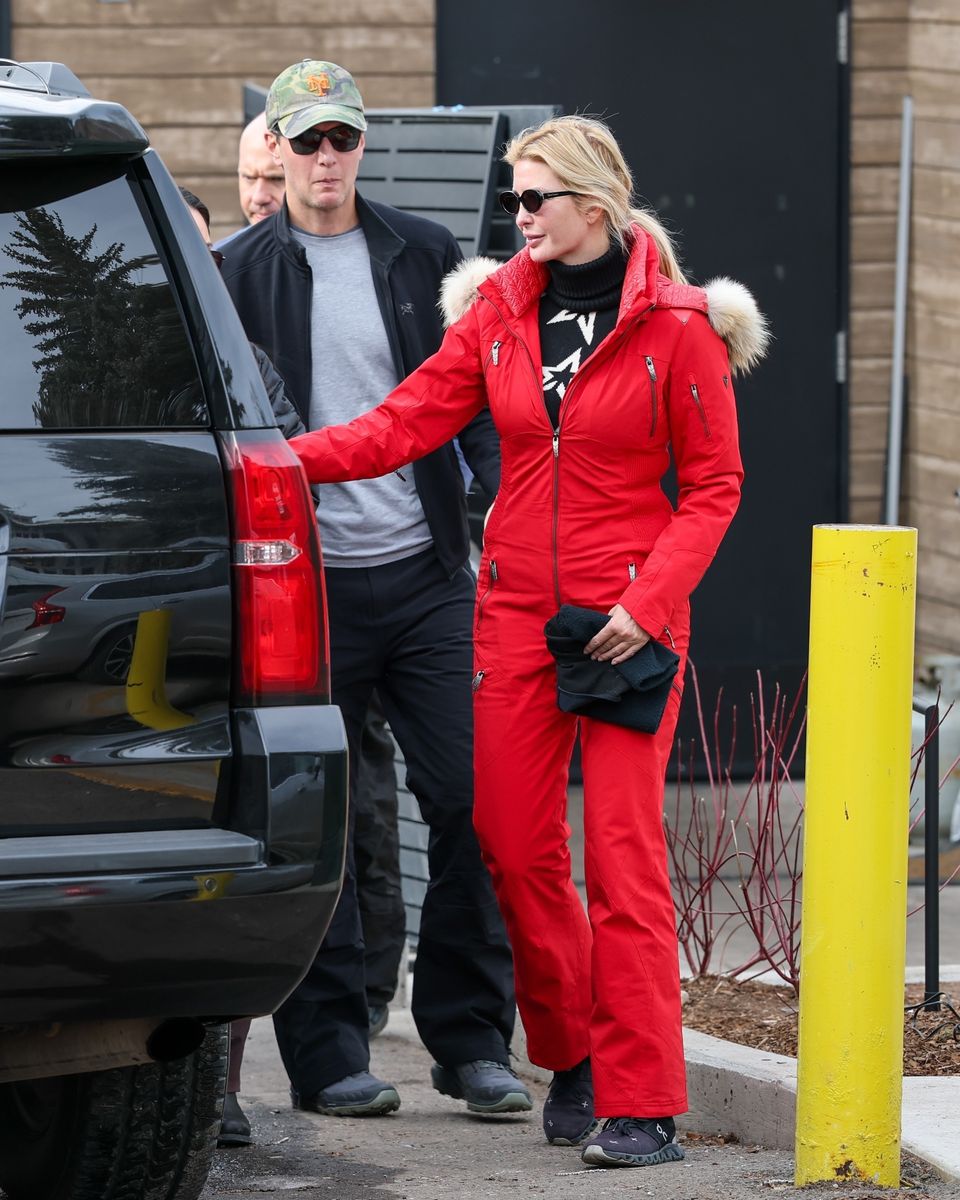 Ivanka Trump was spotted making her way to a lunch outing in Aspen, sporting a chic red ski onesie.