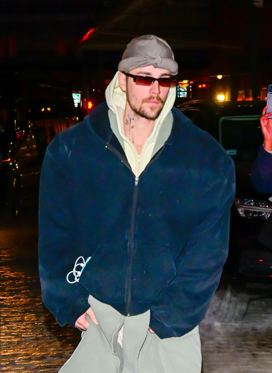 Justin Bieber is seen leaving iPic Theater in Financial District on February 05, 2025 in New Yo on February 05, 2025 in New York City. (Photo by Raymond Hall/GC Images)