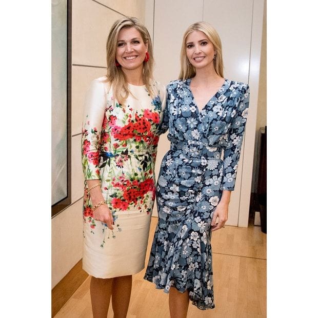 The birthday message came a day after Ivanka had been in Germany participating in a women's summit with Queen Maxima of the Netherlands, left.
Photo: Getty Images
