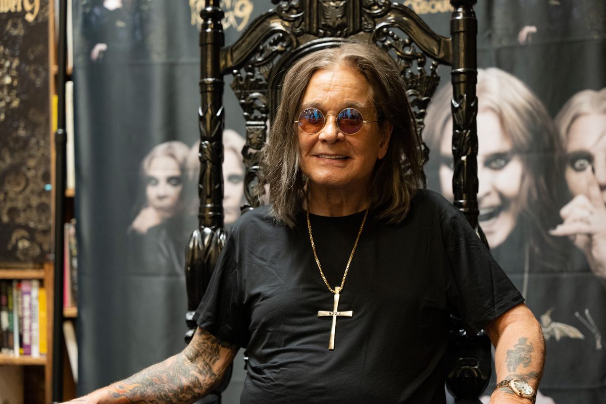LONG BEACH, CALIFORNIA - SEPTEMBER 10: Musician Ozzy Osbourne signs copies of his album "Patient Number 9" at Fingerprints Music on September 10, 2022 in Long Beach, California. (Photo by Scott Dudelson/Getty Images)