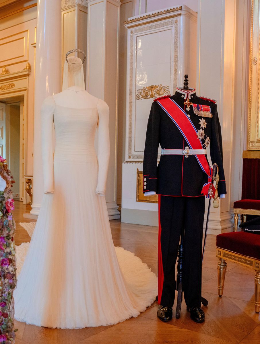 The Crown Princess completed her 2001 bridal look with a six-meter veil and an antique tiara gifted by King Harald and Queen Sonja.