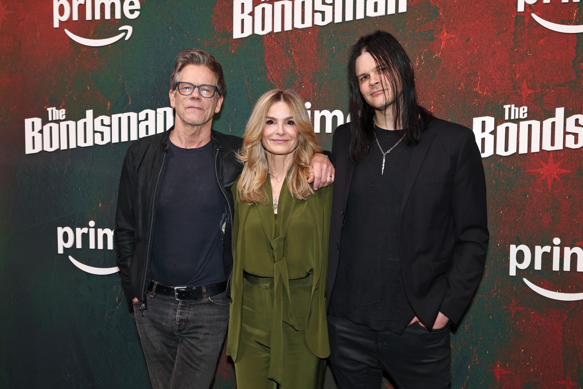 Kevin Bacon with wife Kyra Sedgwick and son Travis Bacon at the premiere of The Bondsman in New York.