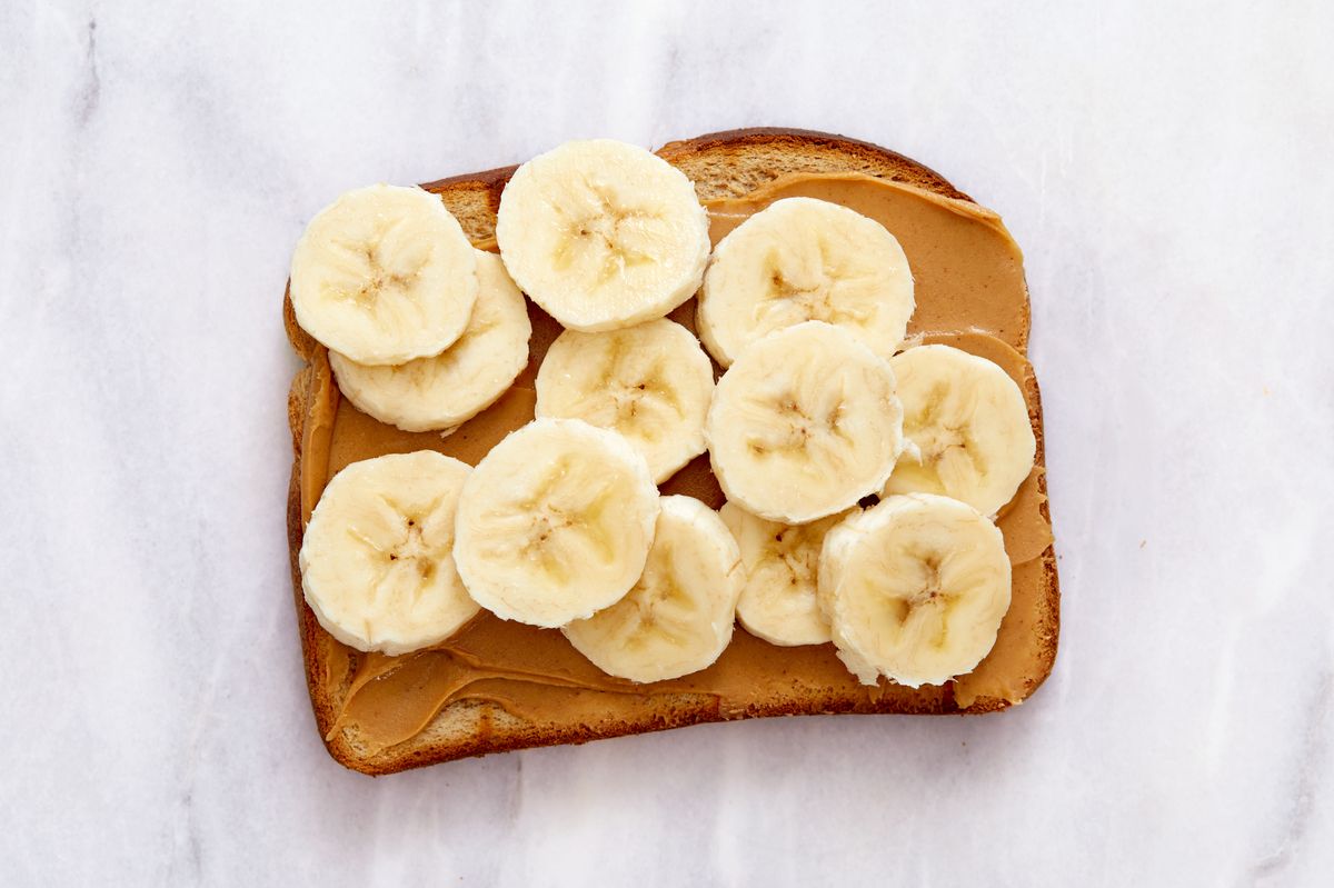 A peanut butter and banana sandwich
