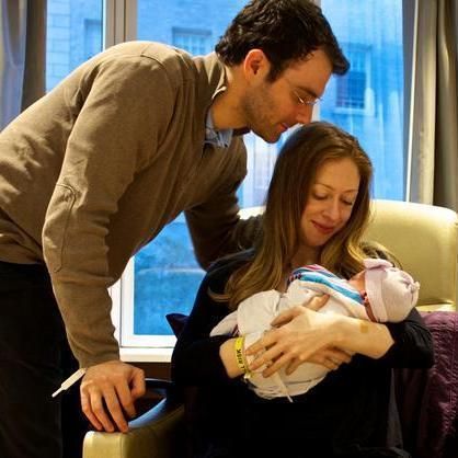 Chelsea and her husband Marc Mezvinsky welcomed baby Charlotte into the world in September.