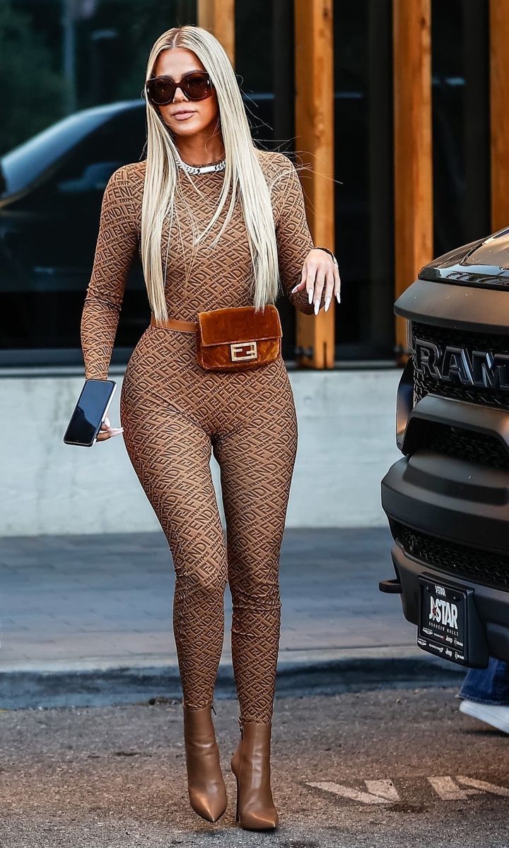 Khloe Kardashian in Head to Toe FENDI Outfit Steps Out to Film in Woodland Hills