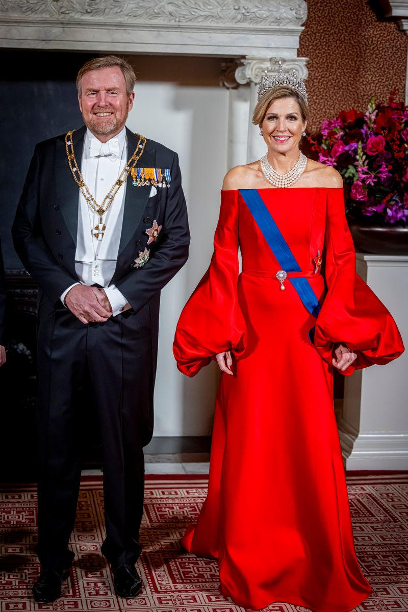 AMSTERDAM, NETHERLANDS - DECEMBER 11: King Willem-Alexander of The Netherlands and Queen Maxima of The Netherlands attends a state banquet offered to President Alexander Stubb of Finland at the Royal Palace Amsterdam on December 11, 2025 in Amsterdam, Netherlands. The Finish president brings a two day state visit to The Netherlands. (Photo by Patrick van Katwijk/WireImage)