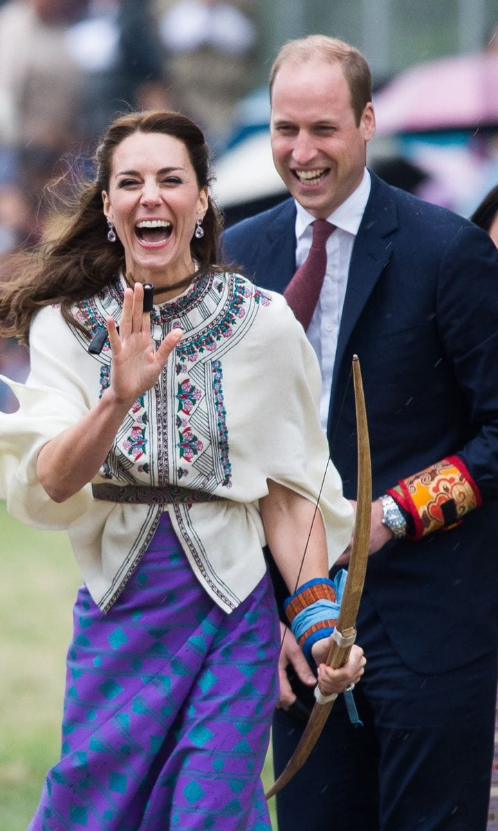 The royal couple could not contain their laughter as Kate tried her hand at archery in Bhutan back in 2016.