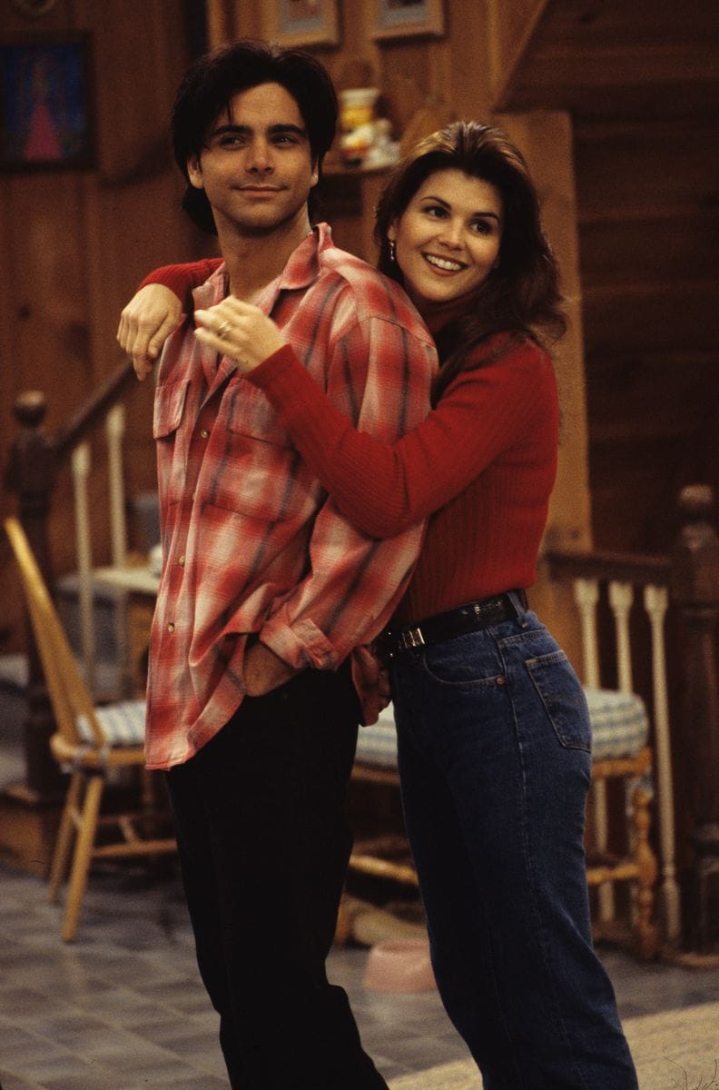 Johh Stamos and Lori Laughlin on the set of "Full House