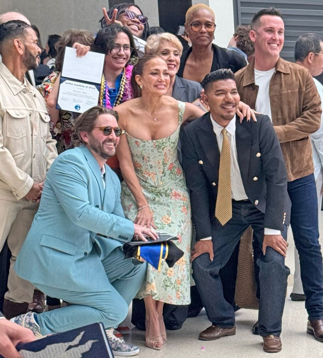 Tears, hugs and proud-parent moments defined Jennifer Lopez's appearance at her son's graduation ceremony.