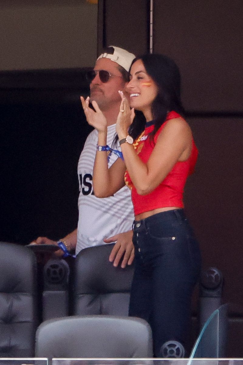 Brad Pitt and Ines de Ramon a week after the wedding in Inglewood near Los Angeles, California.