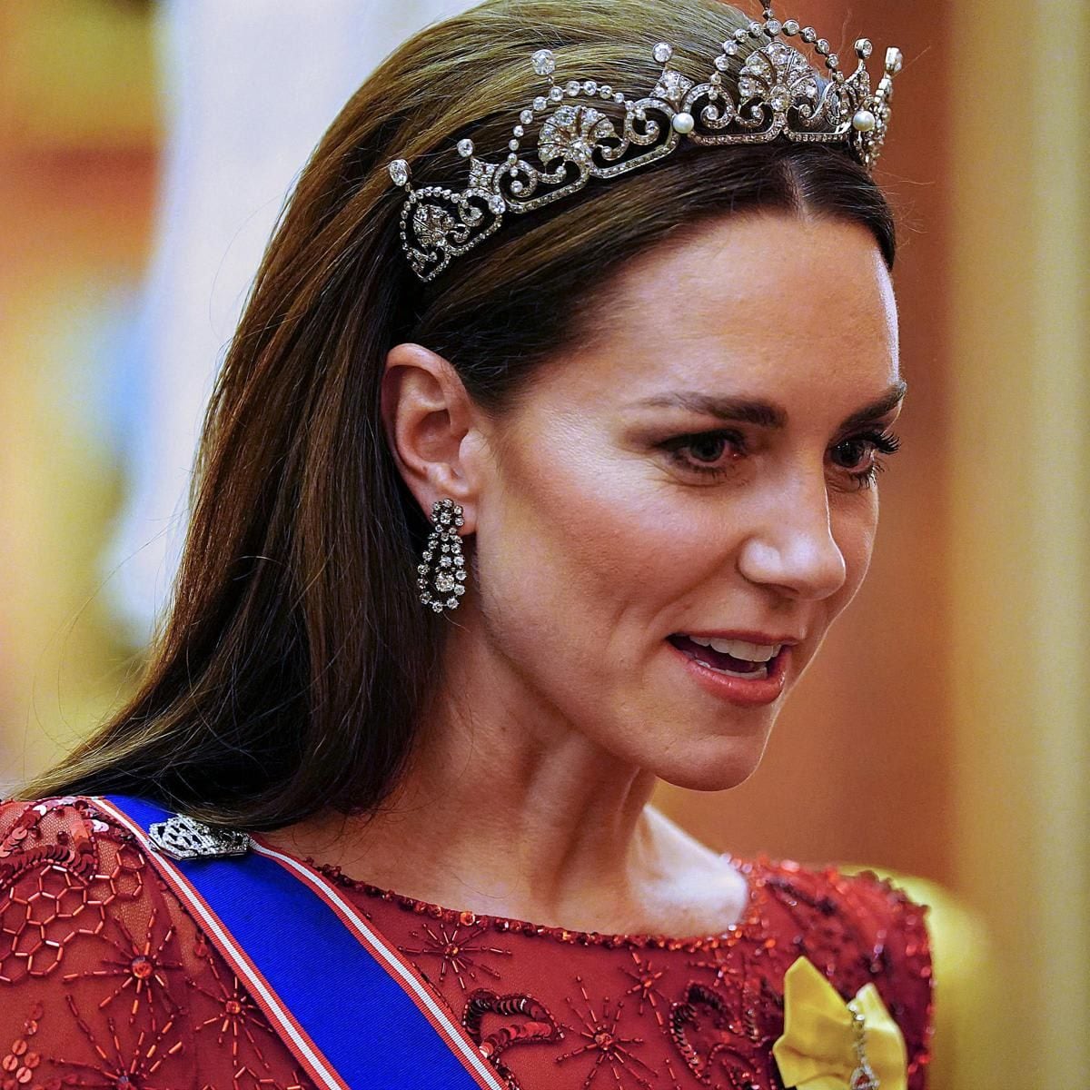 Catherine opted for the Lotus Flower tiara on Dec. 6.
