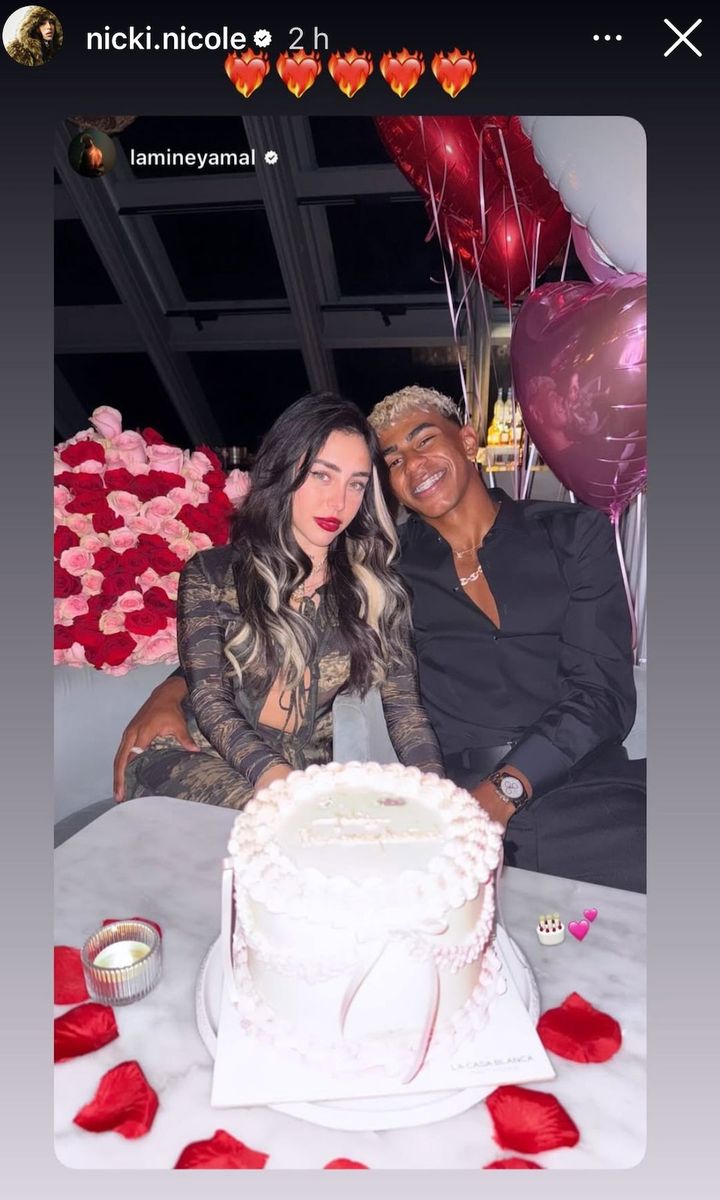 Nicki confirms relationship with Lamine Yamal and shared the photo on her stories and added some flaming heart emojis.