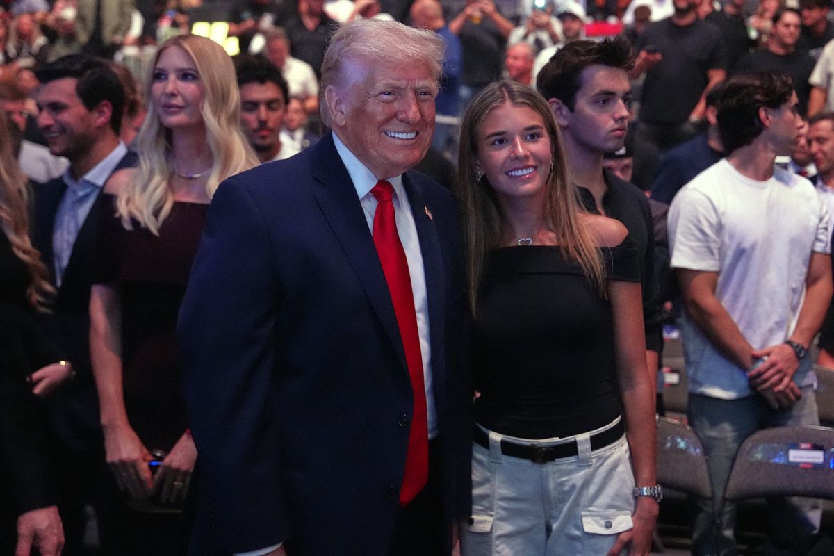 US President Donald Trump poses for a photo with Kai Trump at UFC 327: Jiri Prochazka vs Carlos Ulberg at Kaseya Center in Miami, on April 11, 2026