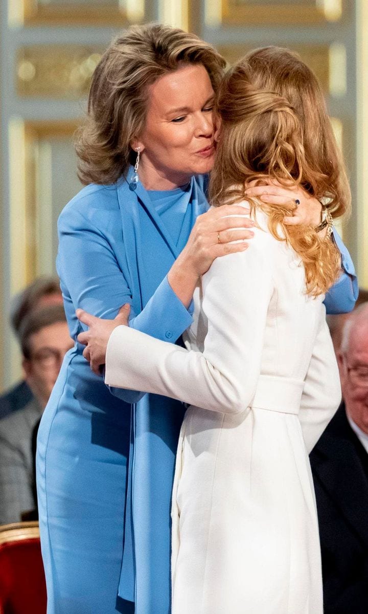 Belgium's future Queen, Princess Elisabeth, celebrated her 18th birthday on Oct. 25, 2019. For the occasion, her mother Queen Mathilde opted for a cornflower blue dress. Like Spain's Princess Leonor, Elisabeth also donned white for her milestone birthday.