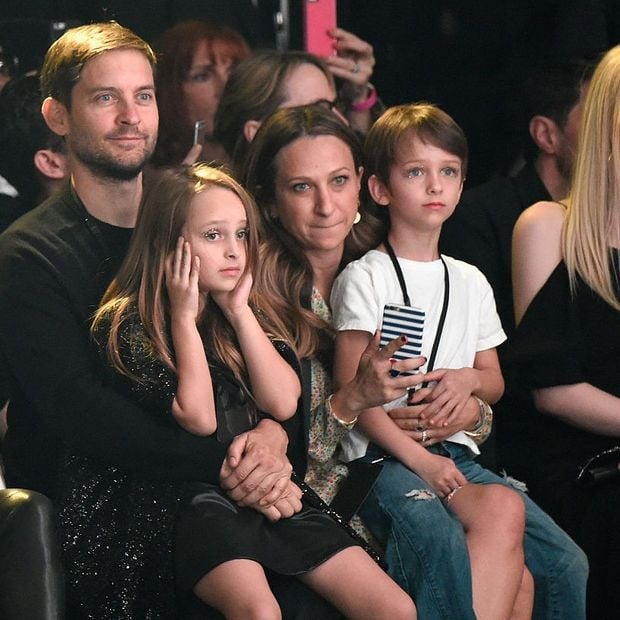 Actor Tobey Maguire with daughter Ruby Maguire, wife Jennifer Meyer and son Otis Tobias Maguire.
Photo: Getty Images for SAINT LAURENT