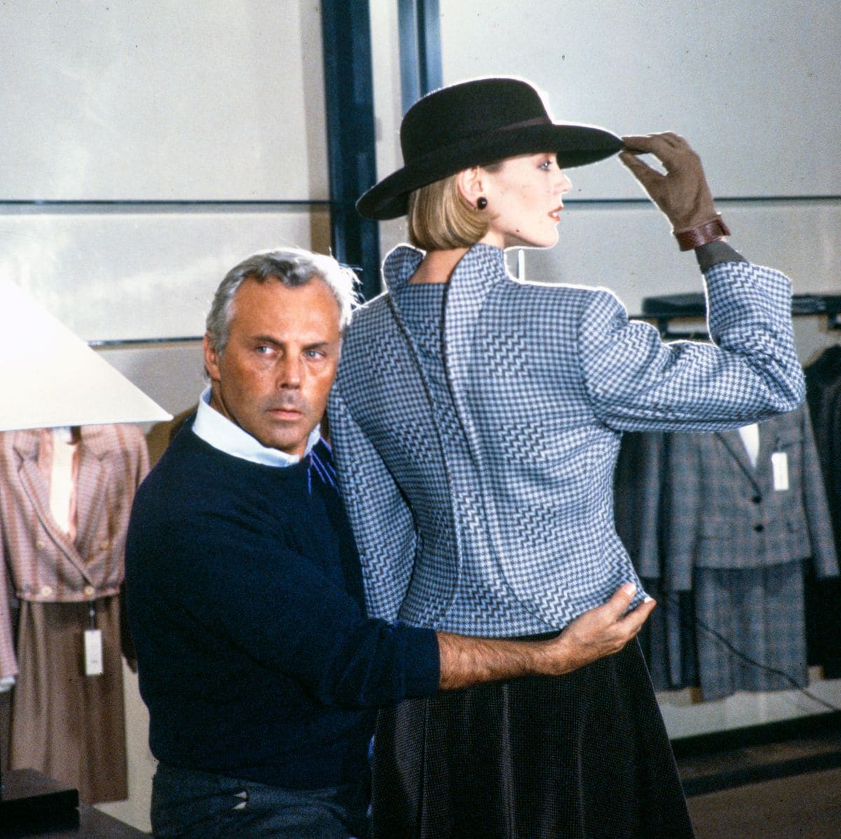 Milan, Italy, March 2, 1983: The designer Giorgio Armani during the preparation of his autumn-winter collection. (Photo by Vittoriano Rastelli/Getty Images)