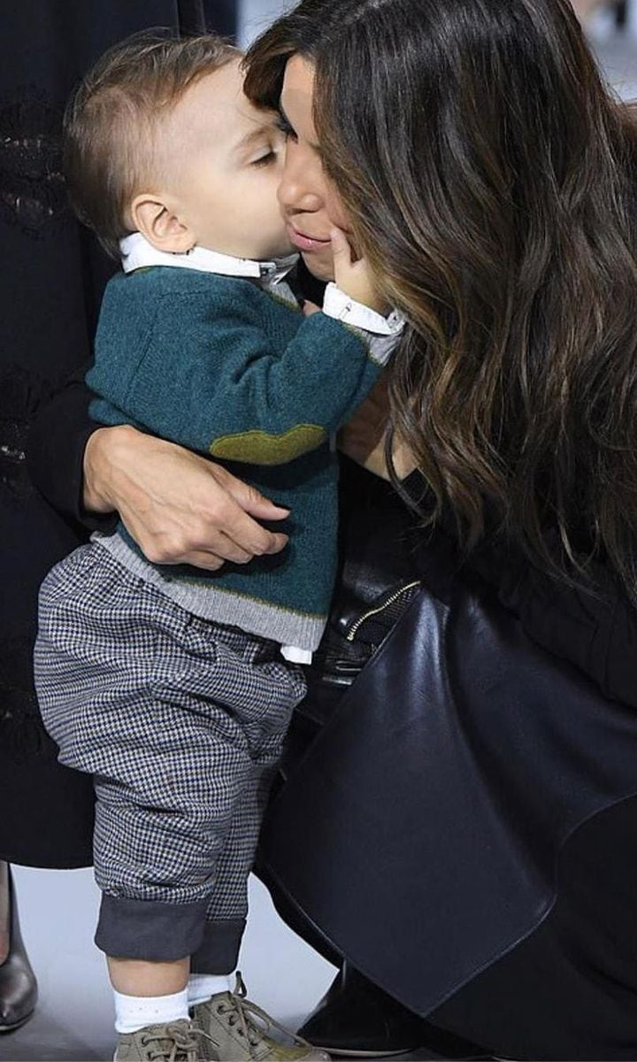 Eva Longoria and baby Santi at Paris Fashion Week