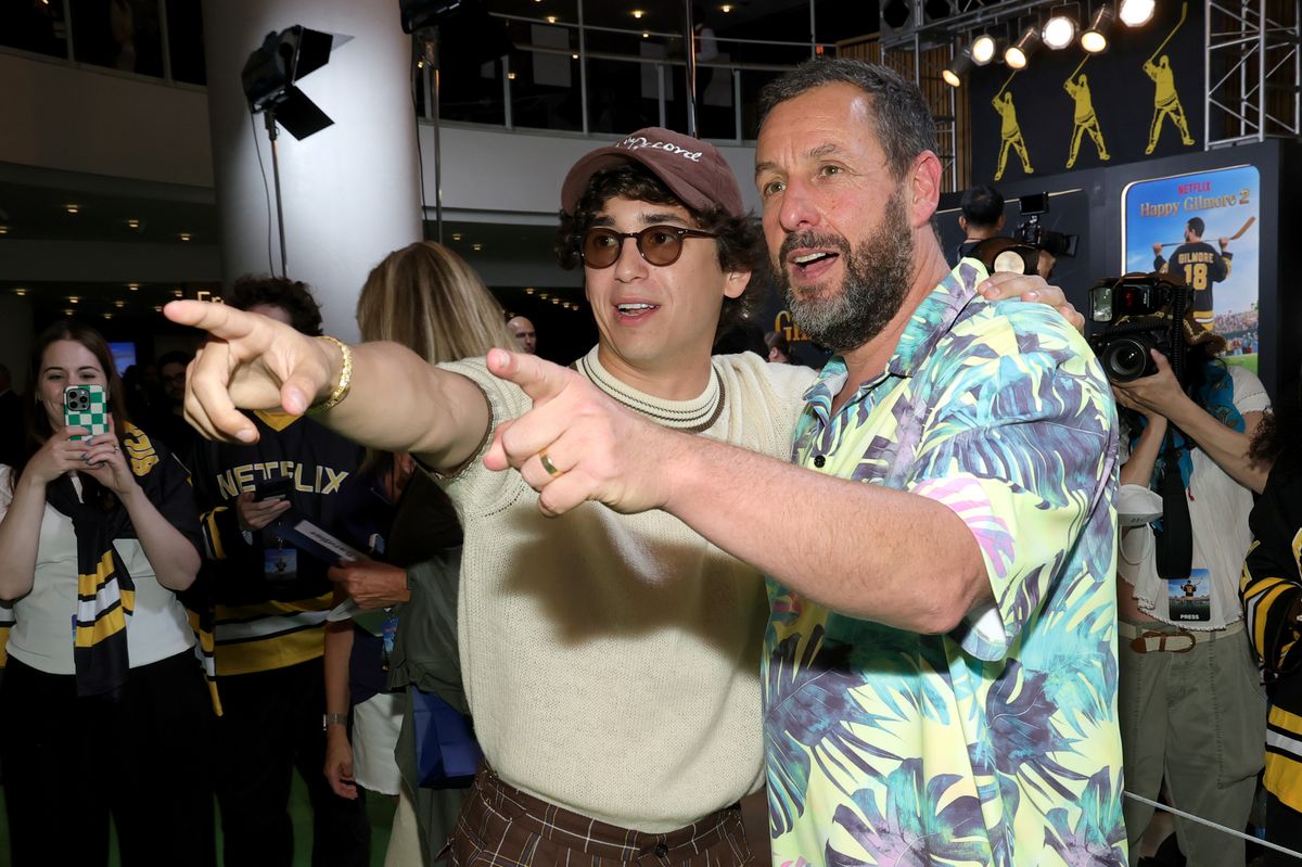 NEW YORK, NEW YORK - JULY 21: (L-R) Marcello Hernandez and Adam Sandler attend the Happy Gilmore 2 World Premiere at Jazz at Lincoln Center on July 21, 2025 in New York City. (Photo by Mike Coppola/Getty Images for Netflix)